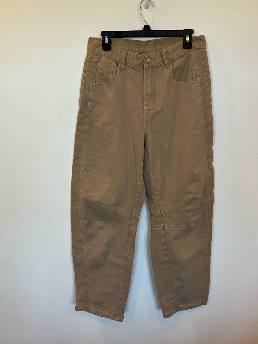 Tan Denim Barrel Jeans Womens Size 8 High Rise Unbranded Cotton Pockets